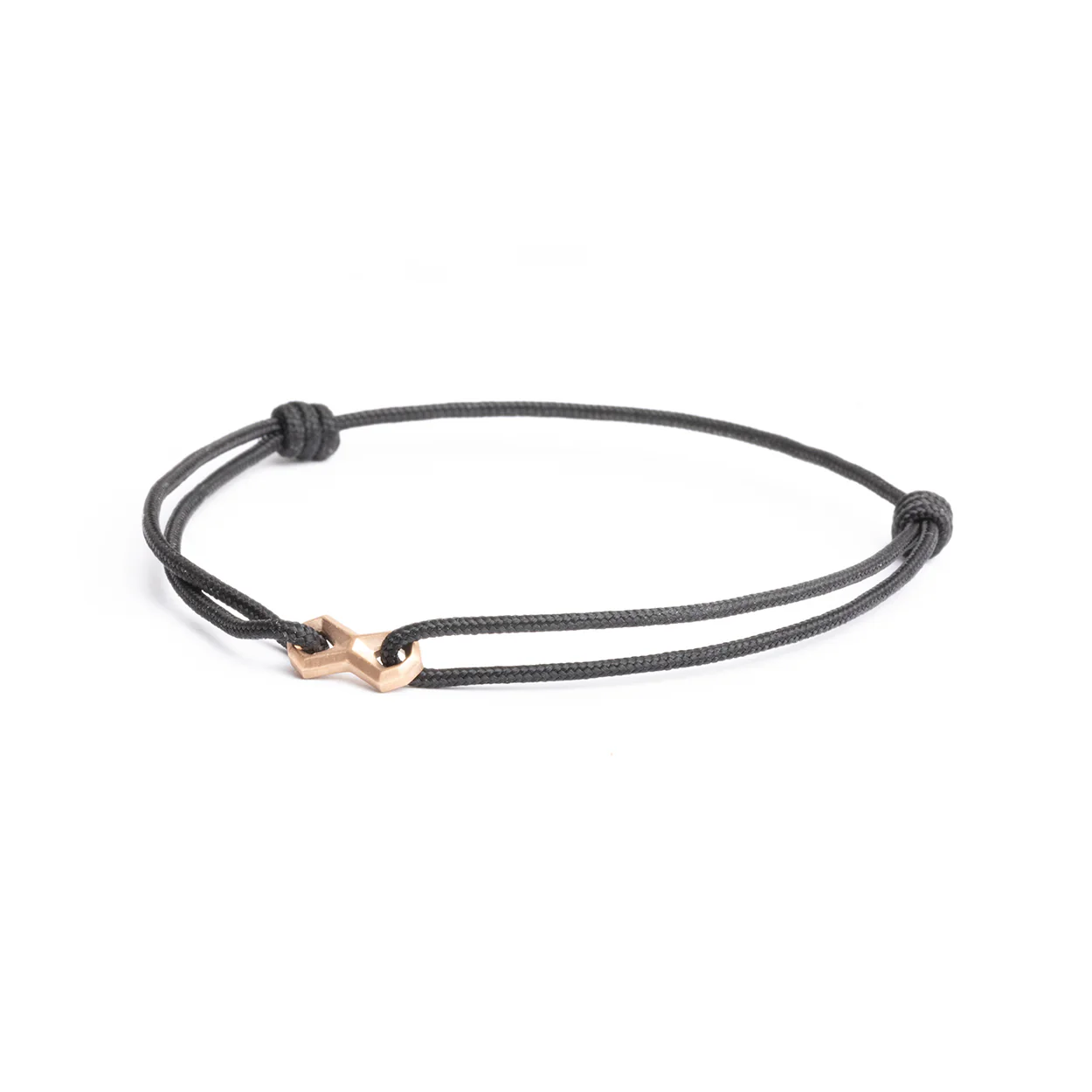 Black nylon bracelet with a bronze-plated infinity sign - Image 4