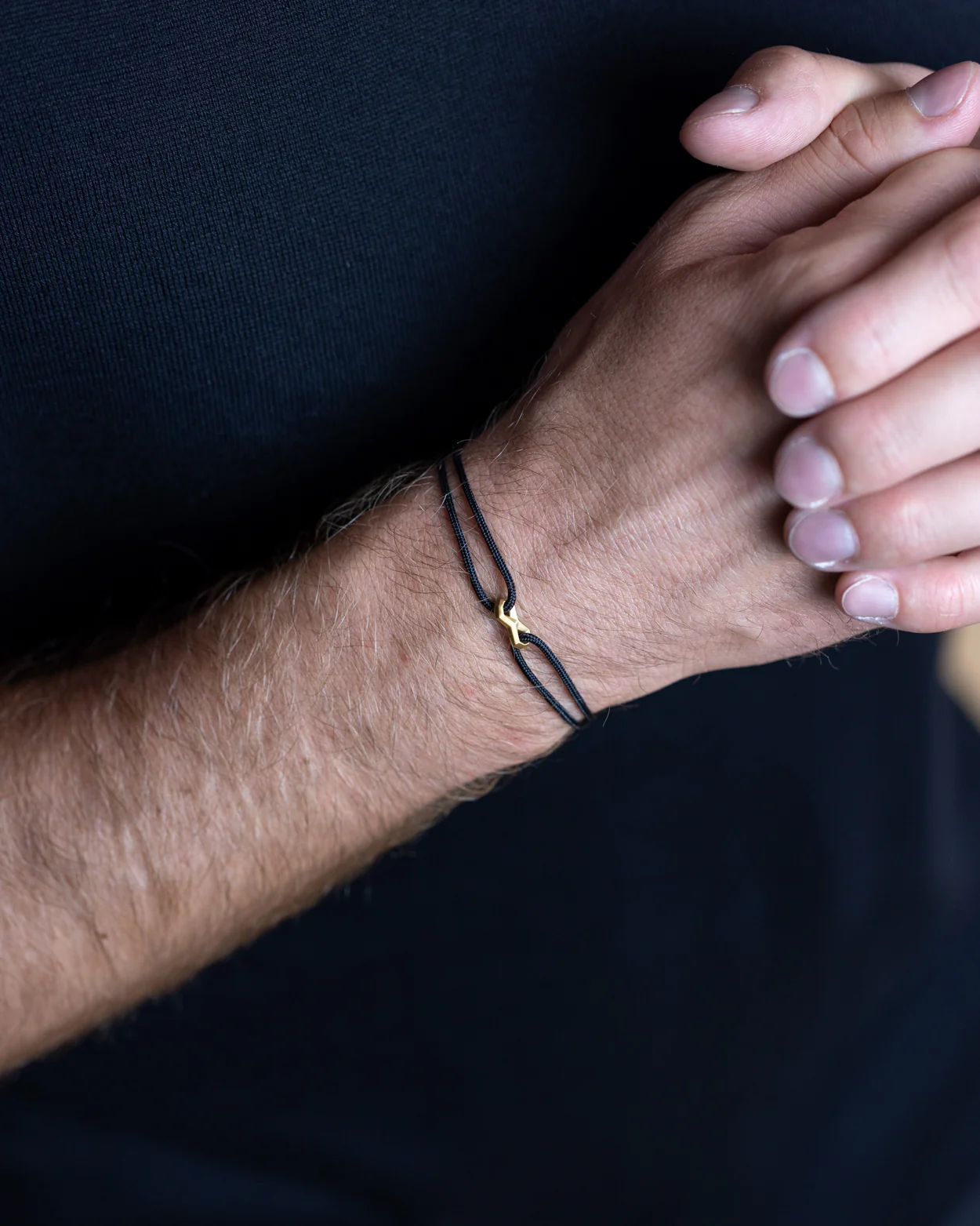 Black nylon bracelet with a gold-plated infinity sign - Image 4