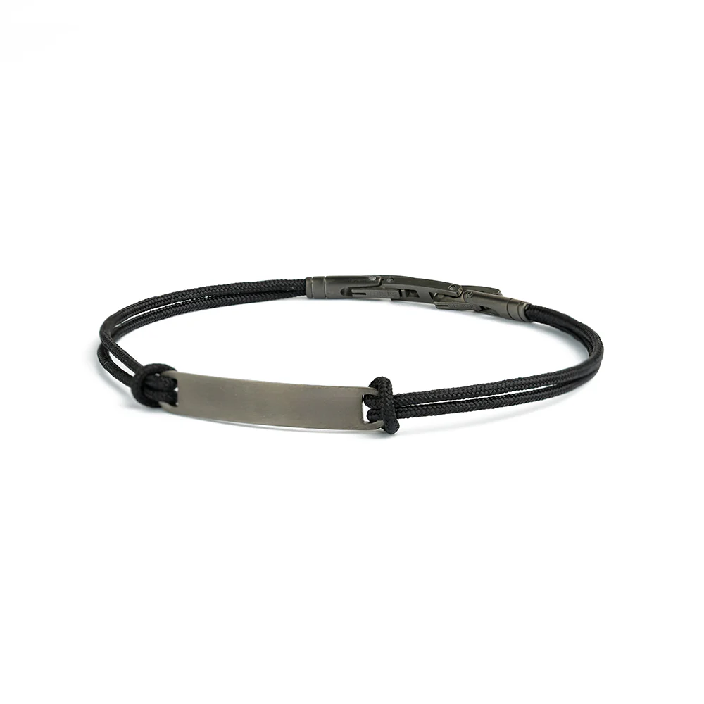 Black nylon bracelet with a black engraving plate - Image 5