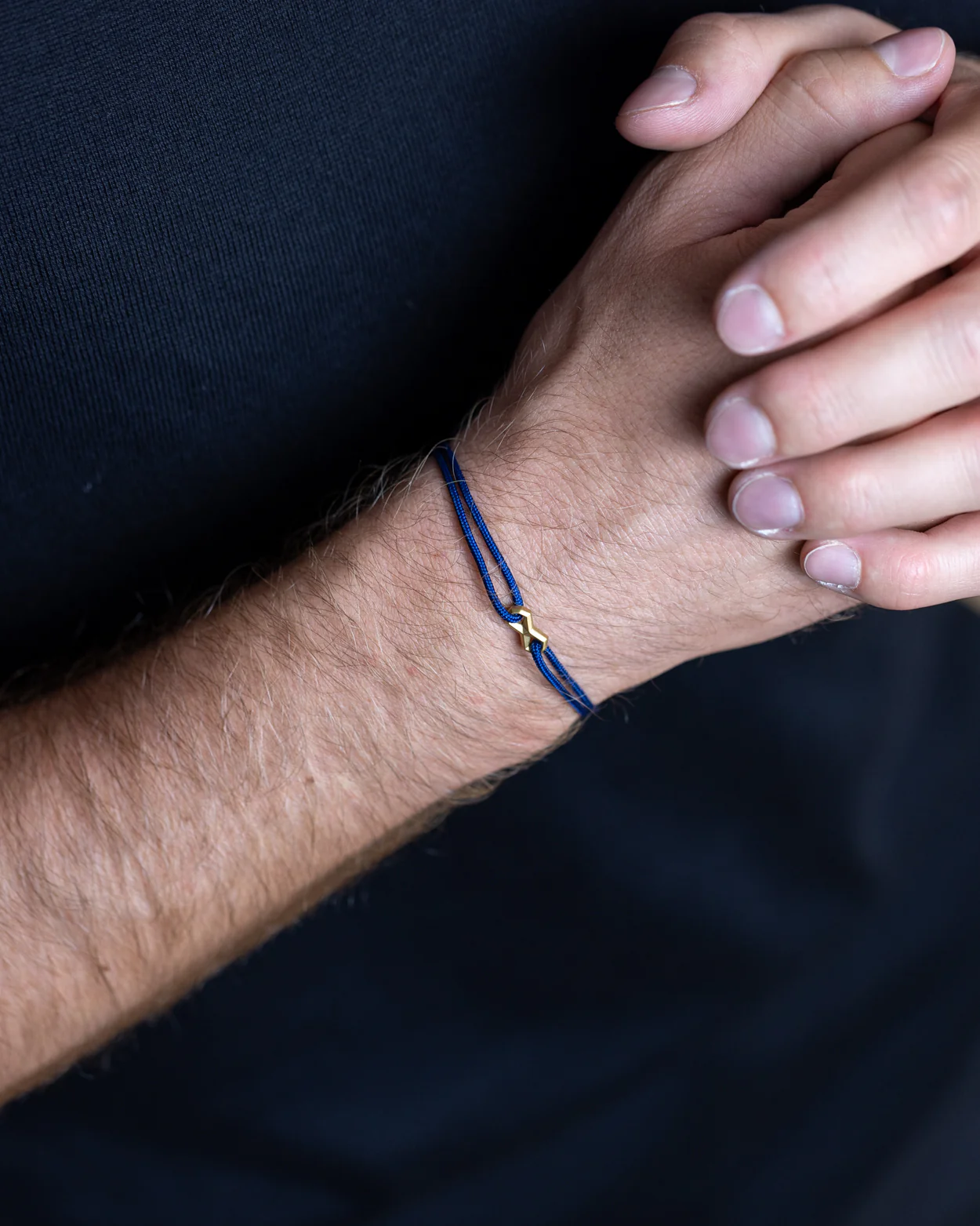 Blue nylon bracelet with a gold-plated infinity sign - Image 4