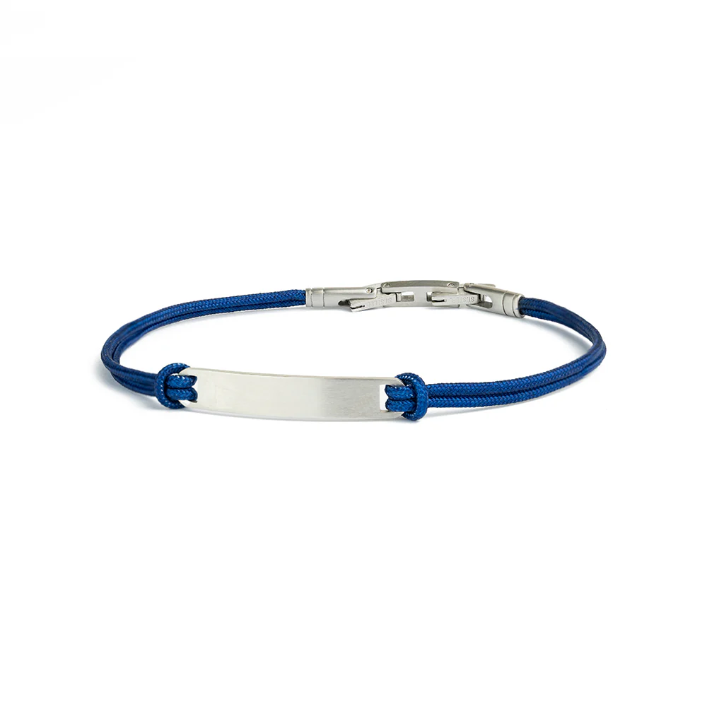 Blue nylon bracelet with an engraving plate - Image 5