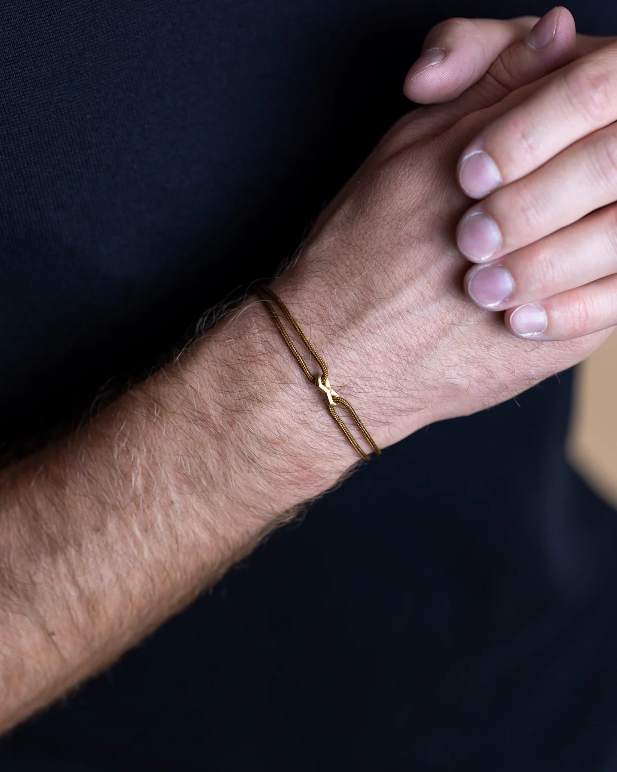 Brown nylon bracelet with a gold-plated infinity sign - Image 4