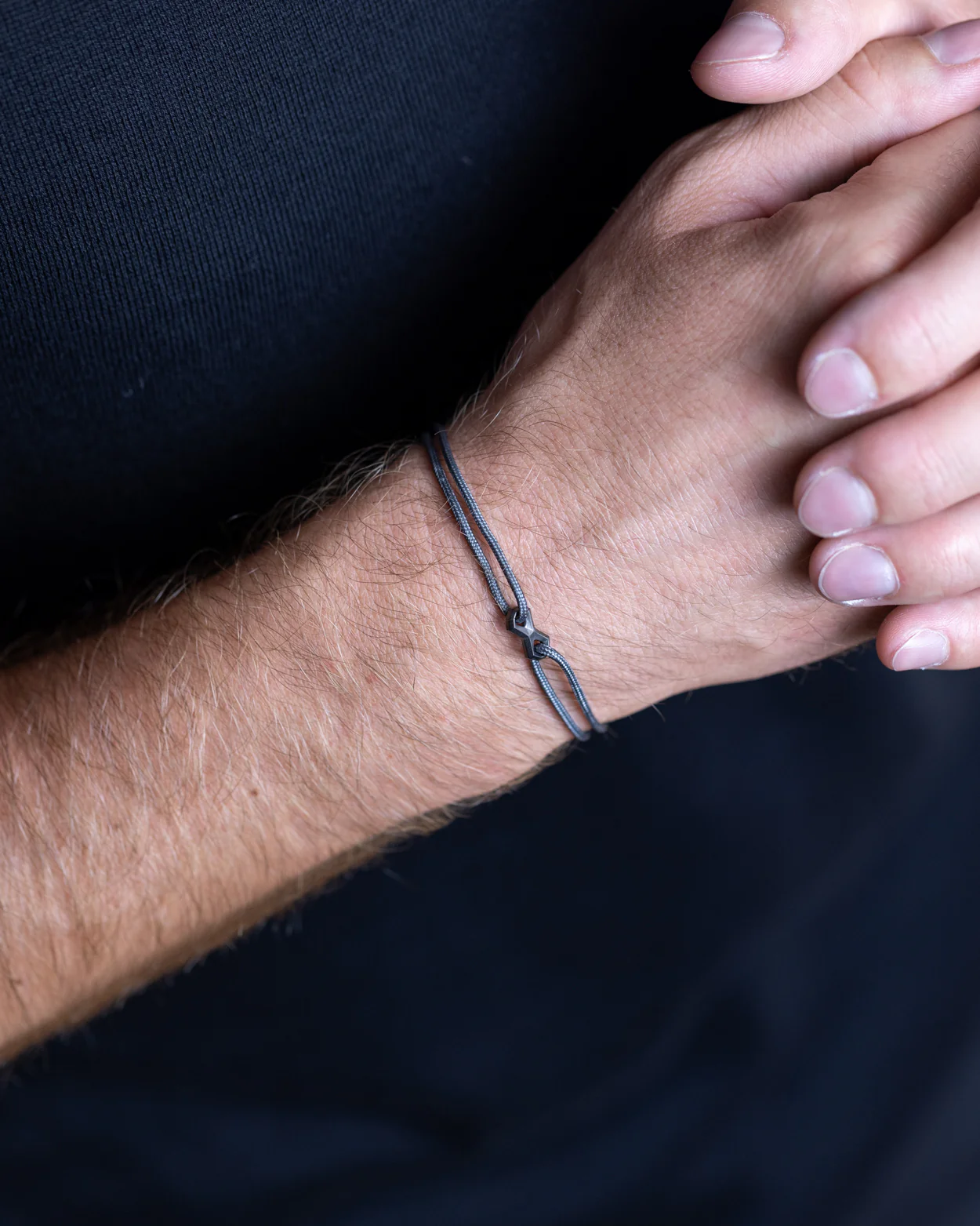 Grey nylon bracelet with a black infinity sign - Image 4