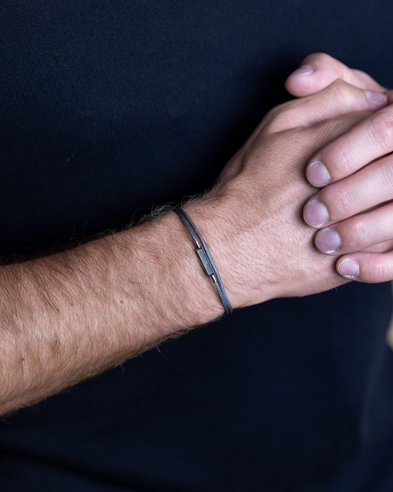 Grey nylon bracelet with a Larvikite stone element - Image 4