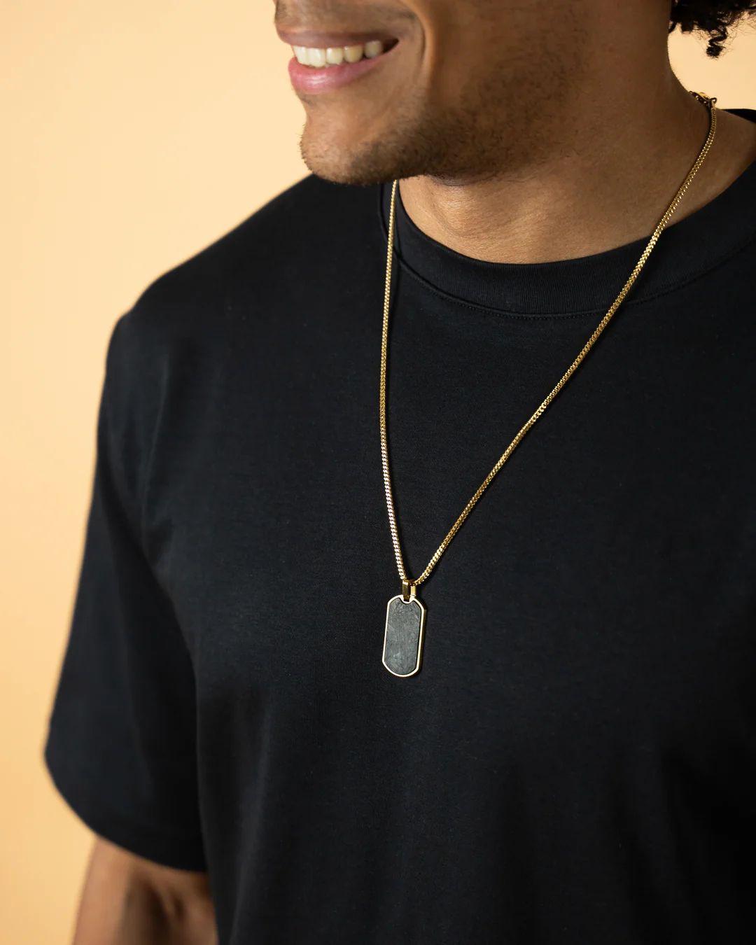 2mm gold plated foxtail necklace with forged carbon pendant - Image 2