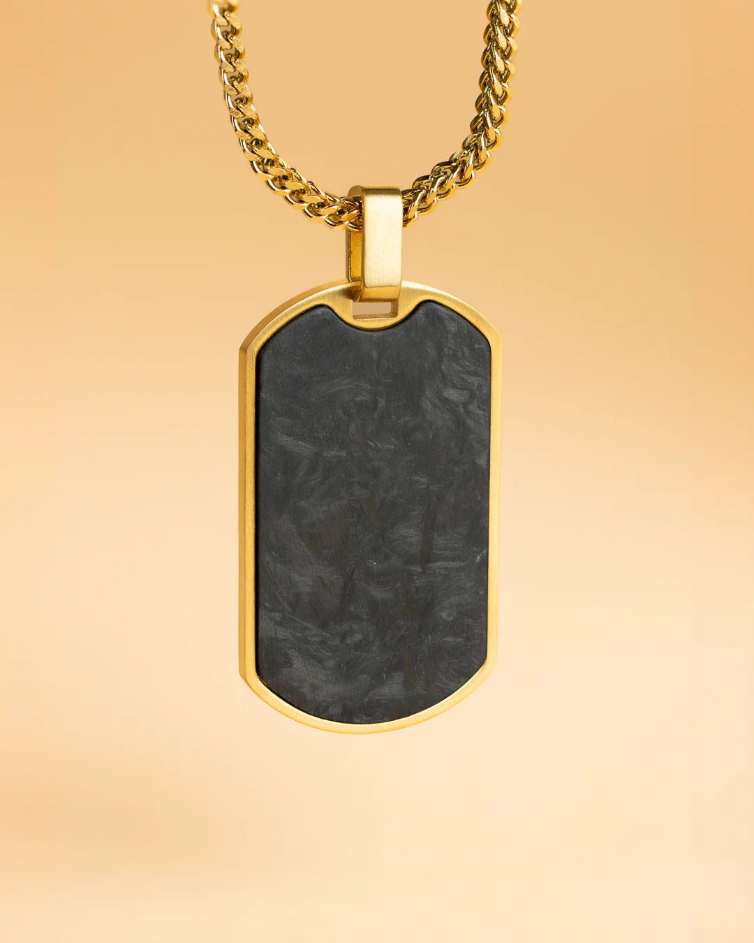 2mm gold plated foxtail necklace with forged carbon pendant - Image 3