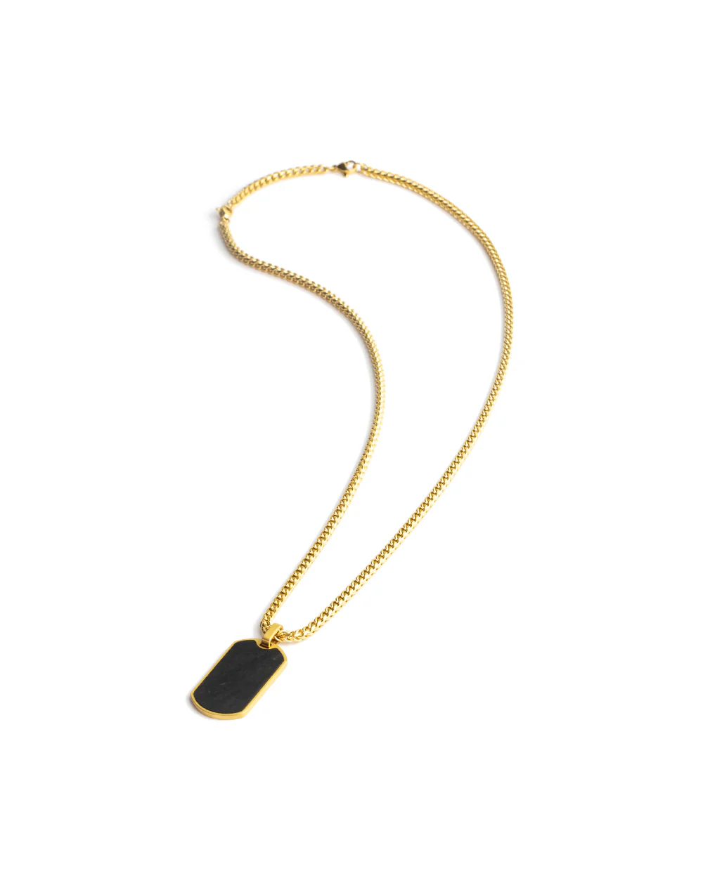 2mm gold plated foxtail necklace with forged carbon pendant - Image 4