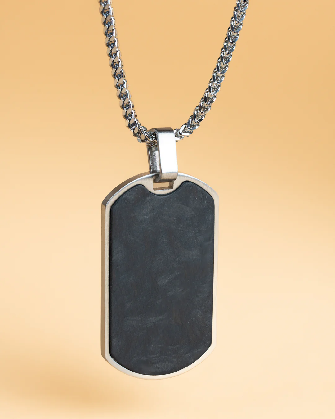 2mm silver plated foxtail necklace with forged carbon pendant - Image 3