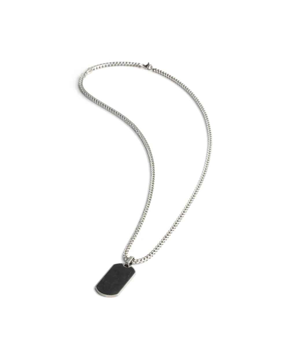2mm silver plated foxtail necklace with forged carbon pendant - Image 4