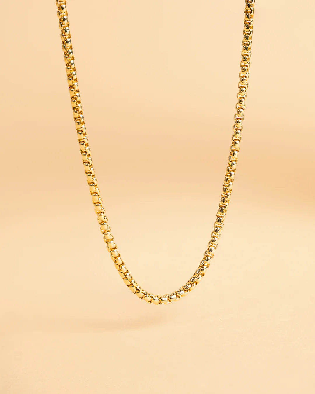 3mm Box chain necklace with a gold-plated finish