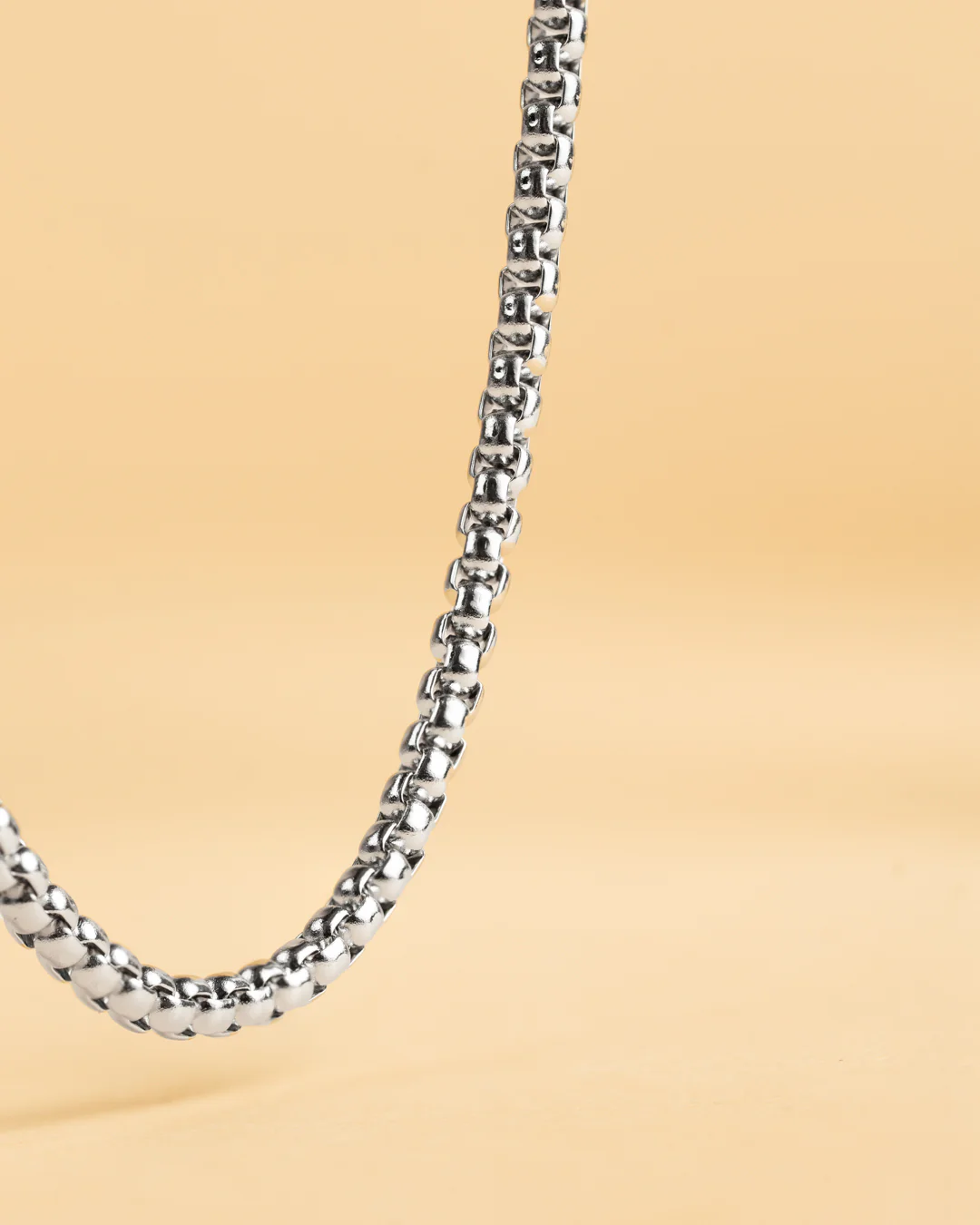 3mm box chain necklace with a silver-plated finish - Image 3