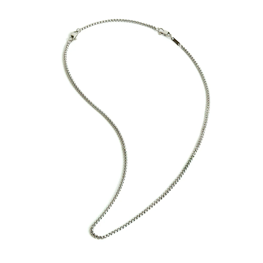 3mm box chain necklace with a silver-plated finish - Image 4