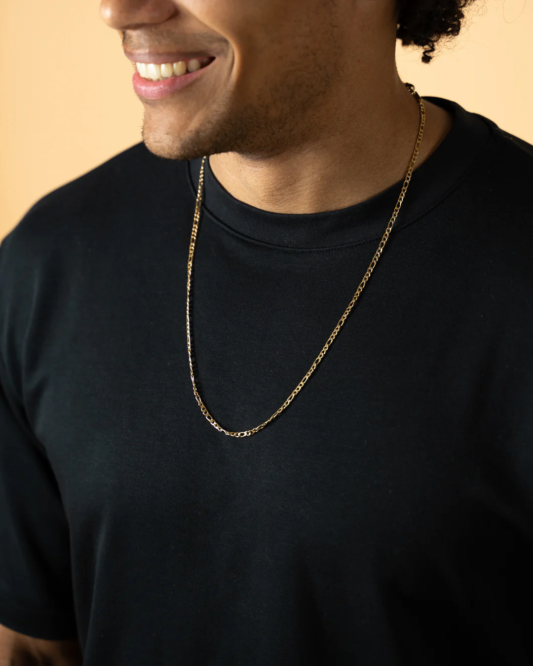 3mm figaro necklace in stainless steel with gold-plated finish - Image 2