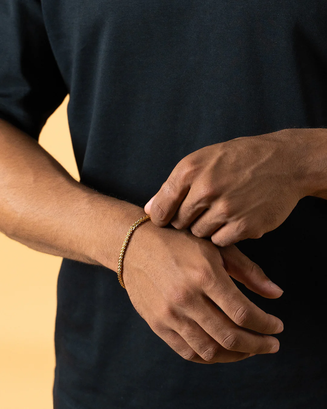 3mm foxtail bracelet in stainless steel with gold-plated finish - Image 2