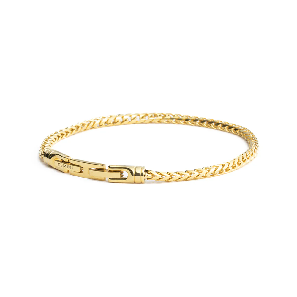 3mm foxtail bracelet in stainless steel with gold-plated finish - Image 5