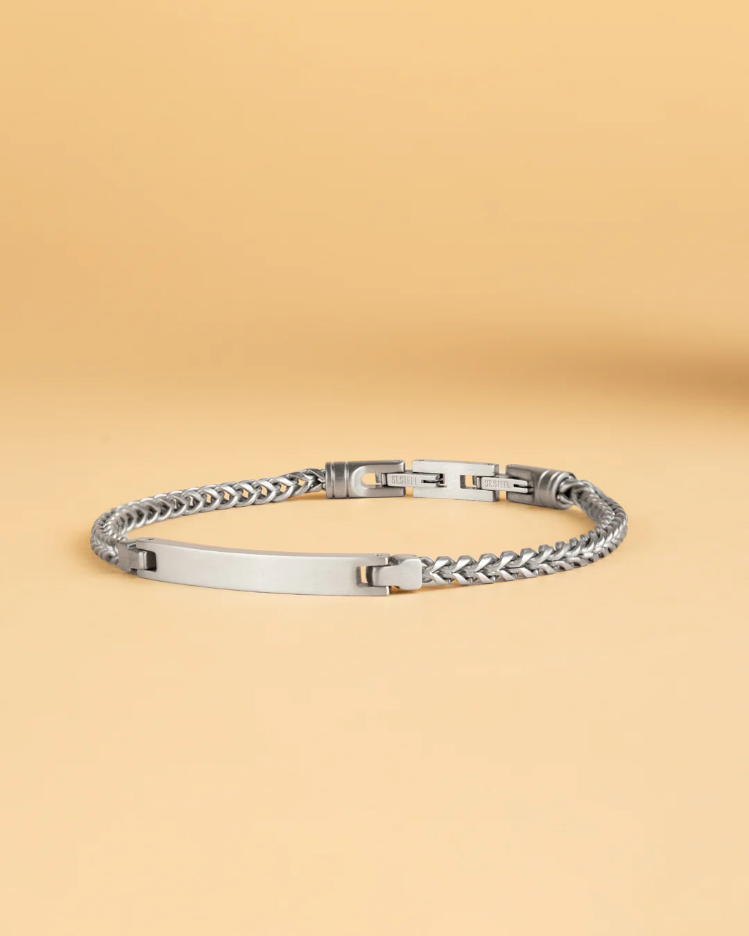 3mm foxtail bracelet in stainless steel with silver finish