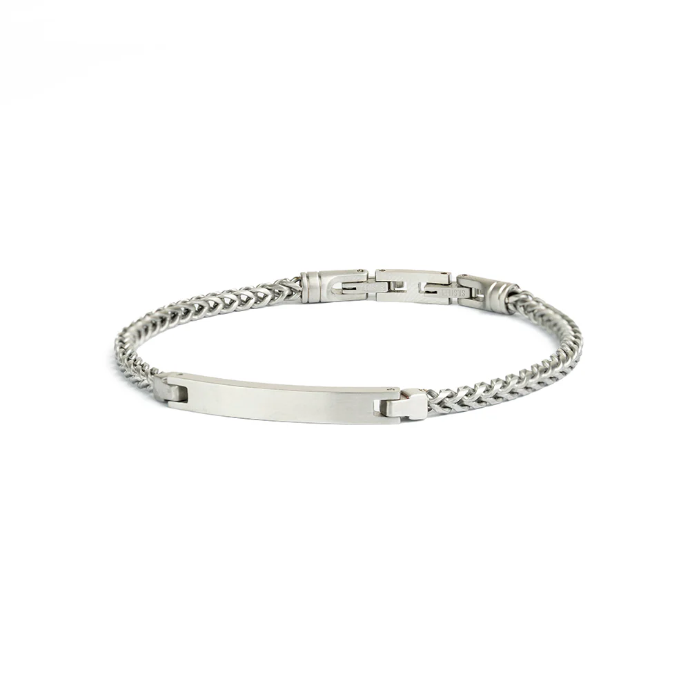 3mm foxtail bracelet in stainless steel with silver finish - Image 5