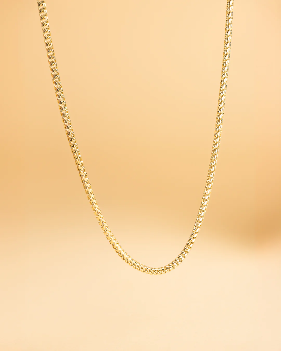 3mm foxtail necklace in stainless steel with 18k gold plated finish