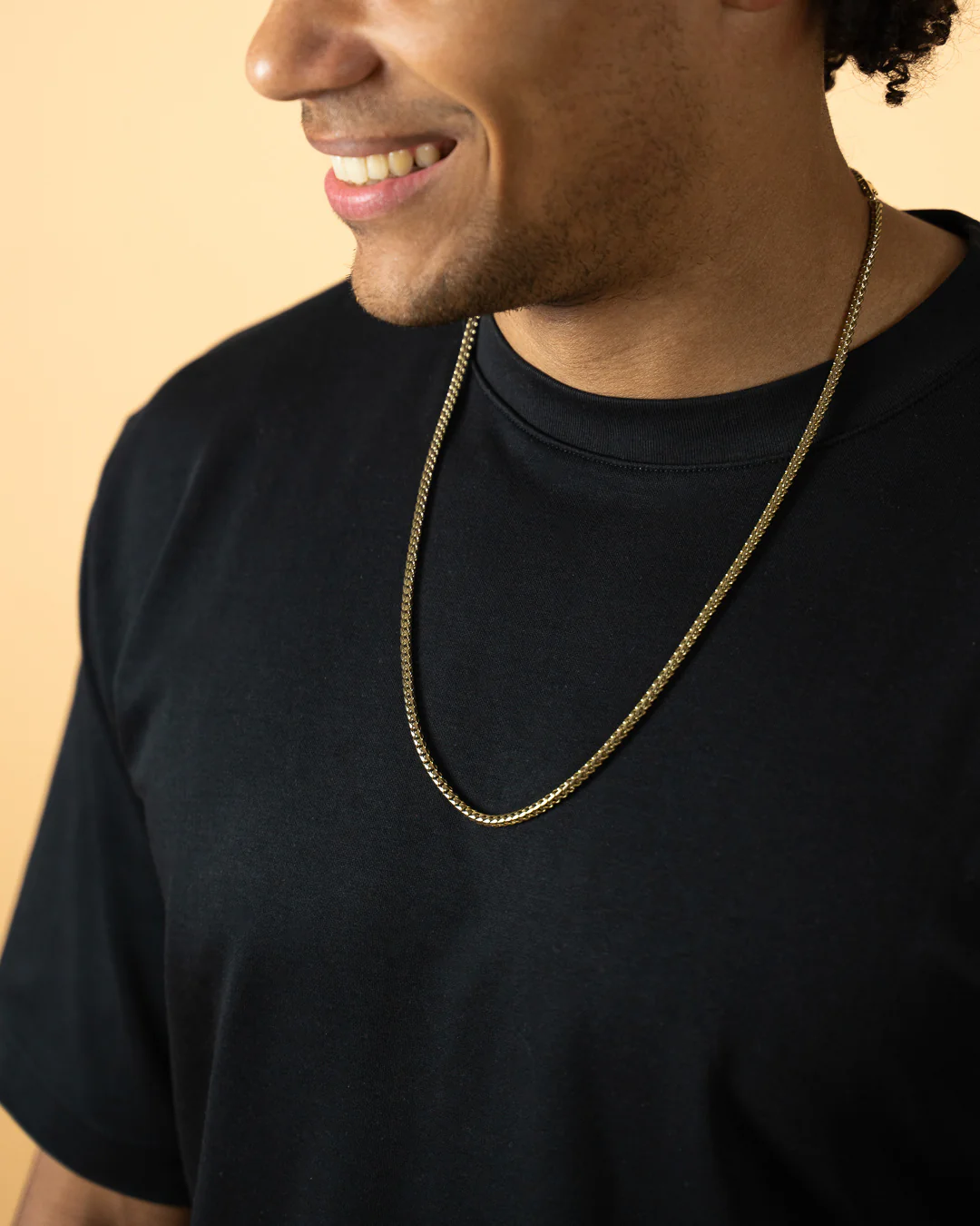 3mm foxtail necklace in stainless steel with 18k gold plated finish - Image 2
