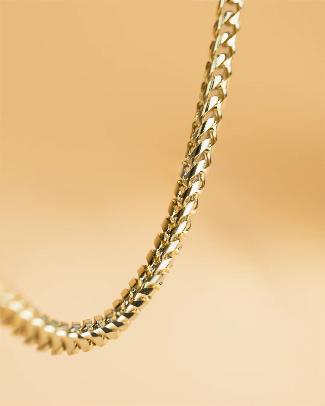3mm foxtail necklace in stainless steel with 18k gold plated finish - Image 3