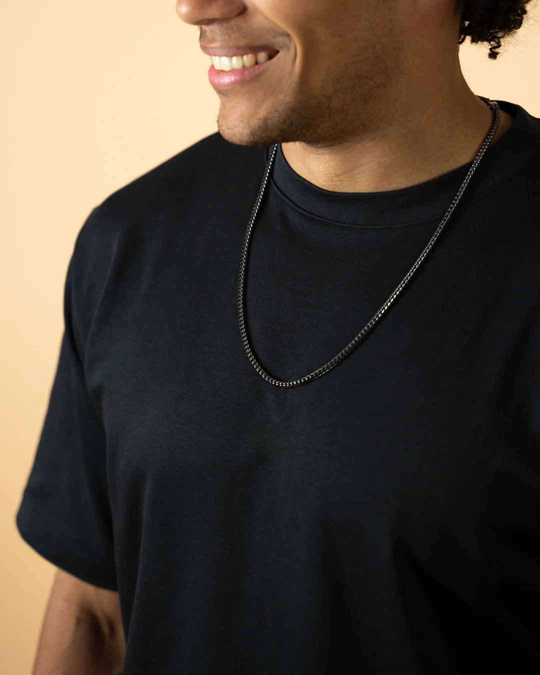 3mm foxtail necklace in stainless steel with black finish - Image 2