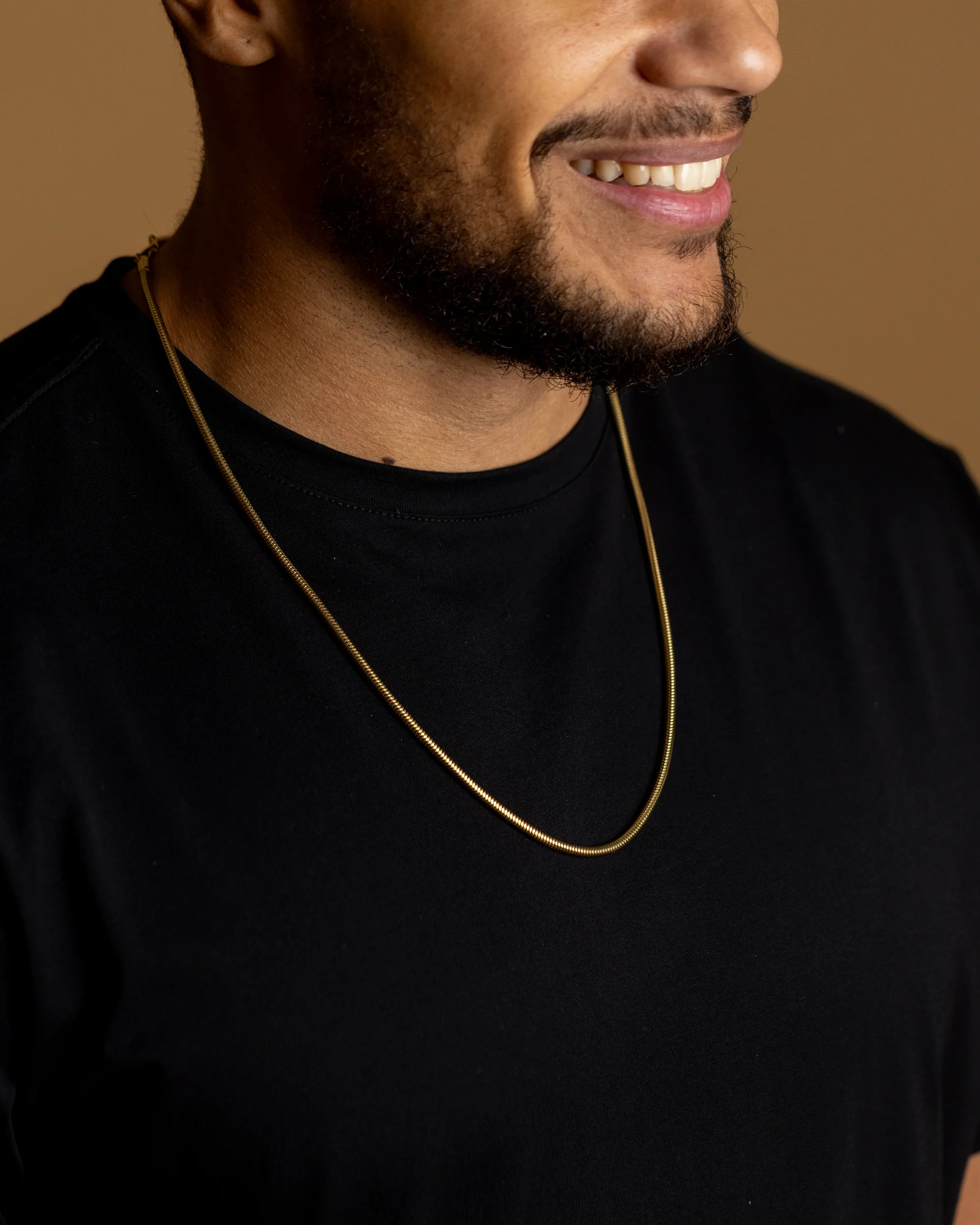 3mm snake chain necklace in stainless steel with gold-plated finish - Image 3