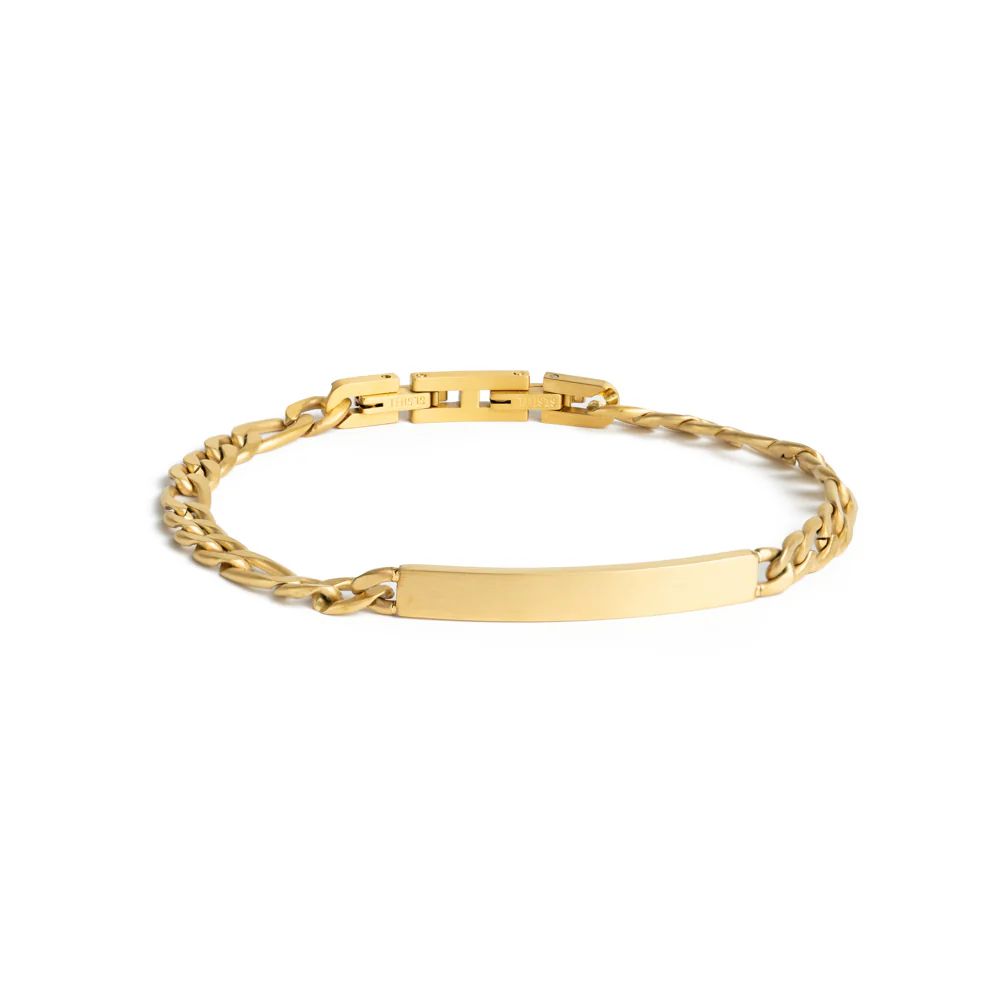 5mm figaro bracelet in stainless steel with gold-plated finish - Image 5