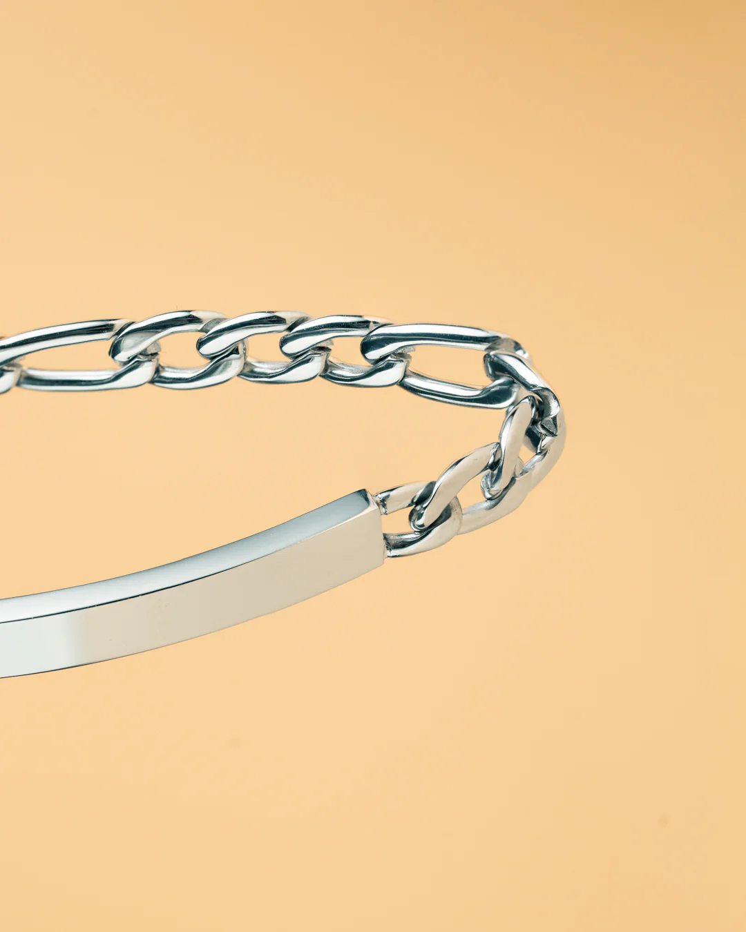 5mm figaro bracelet in stainless steel with silver finish - Image 2
