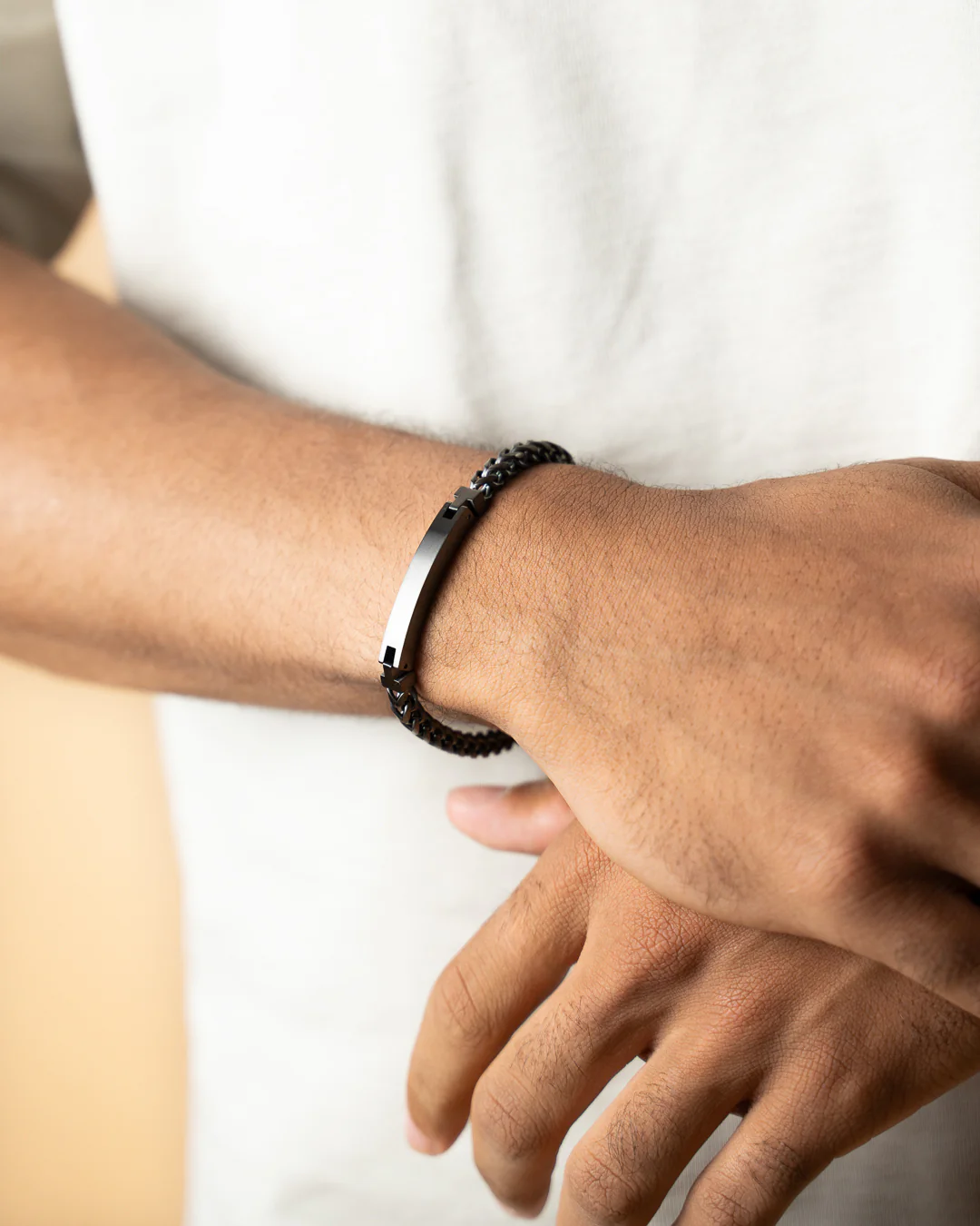 5mm foxtail bracelet in stainless steel with black finish - Image 3
