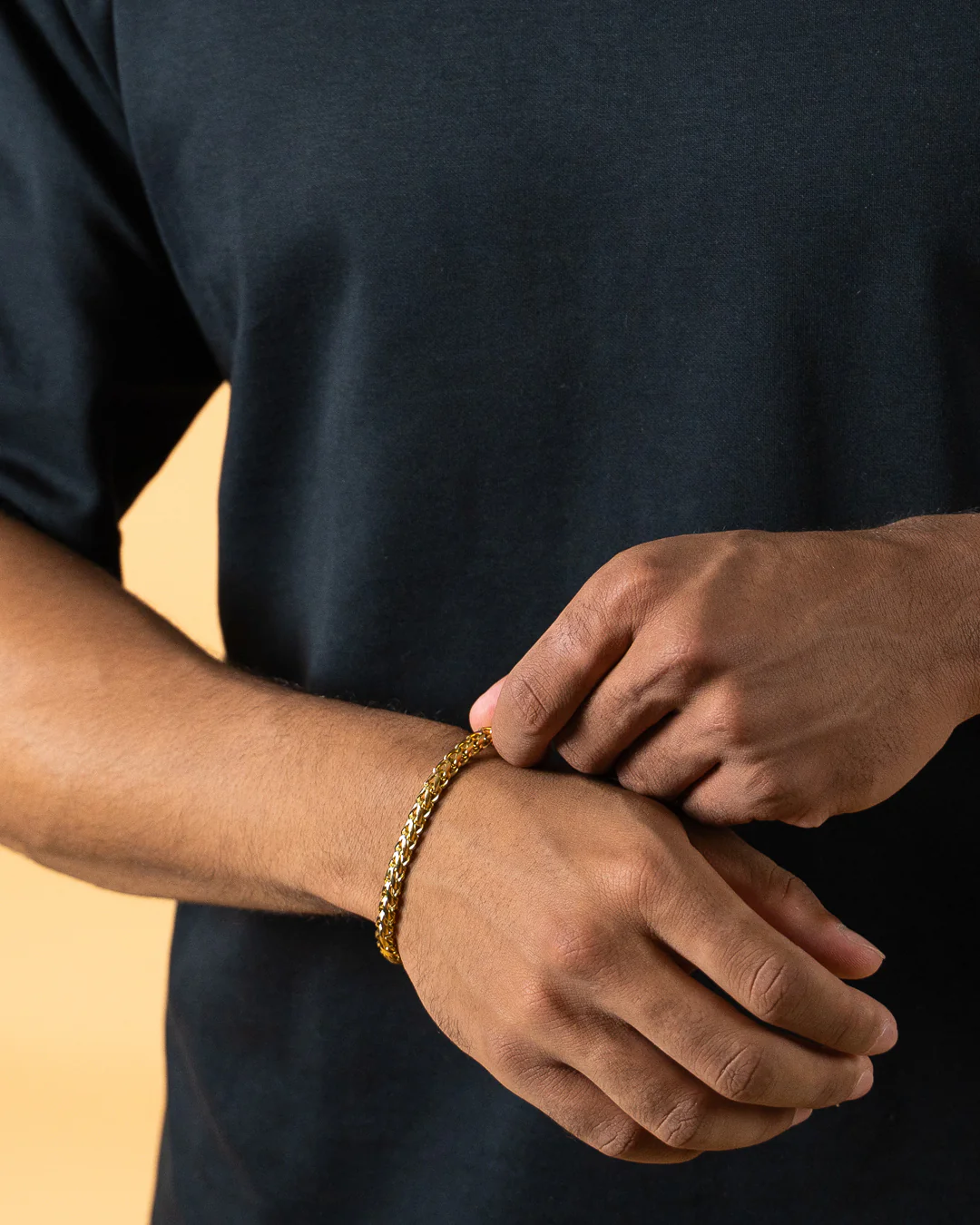 5mm foxtail bracelet in stainless steel with gold-plated finish - Image 2