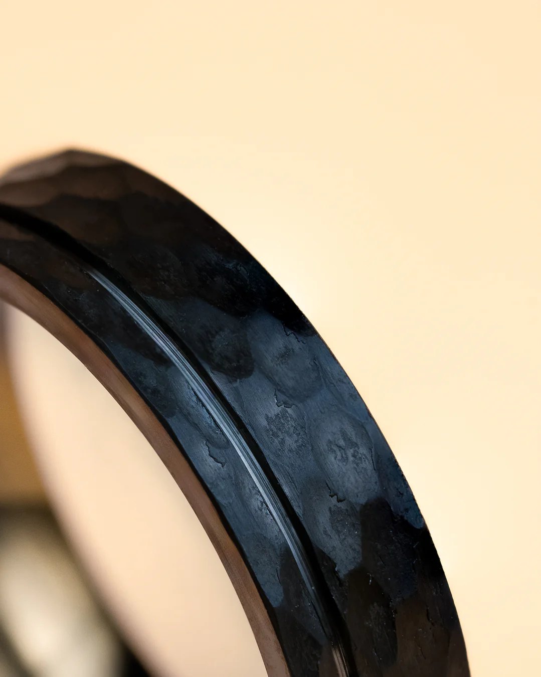 6mm Faceted full Titanium ring with black finish - Image 2