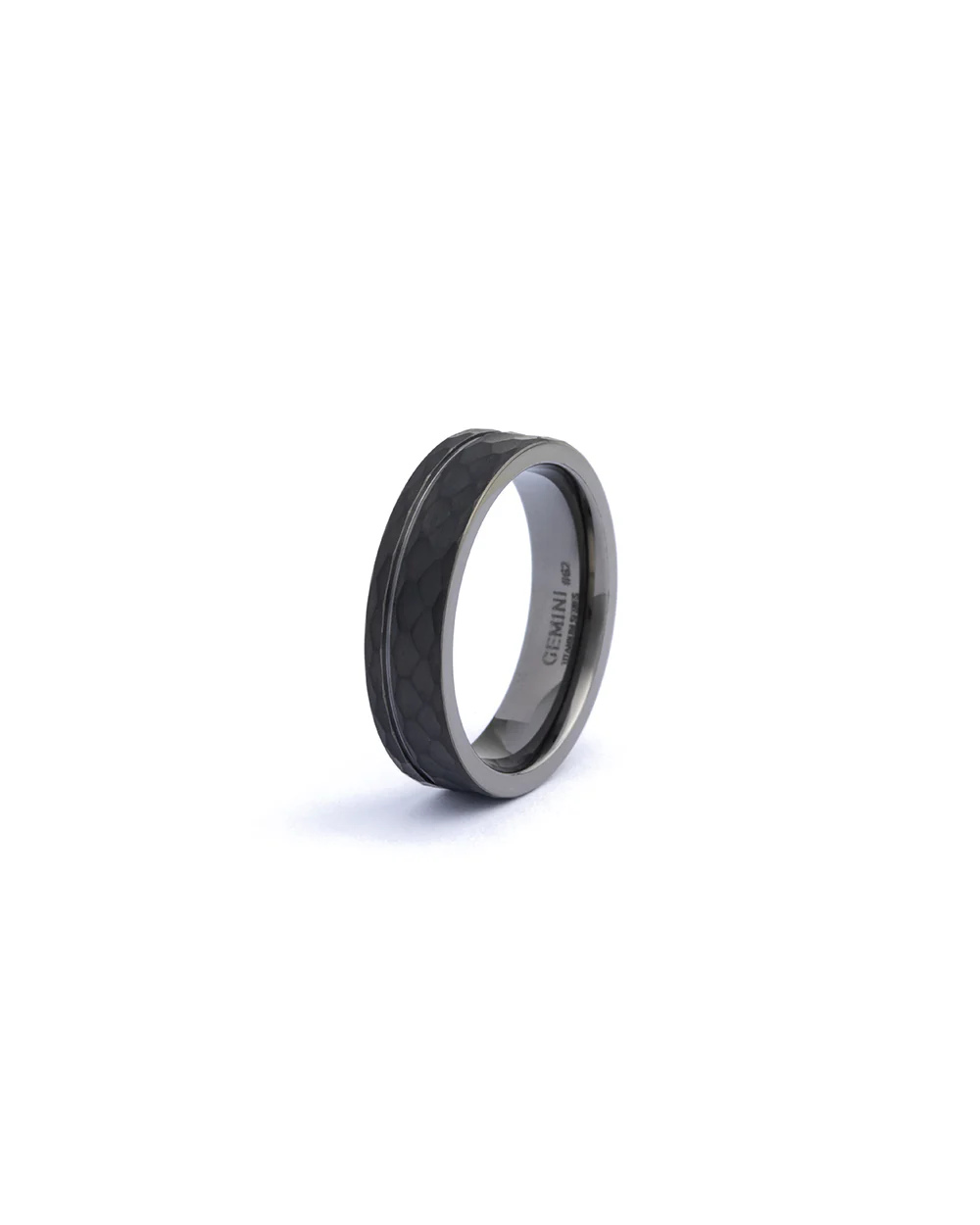 6mm Faceted full Titanium ring with black finish - Image 4