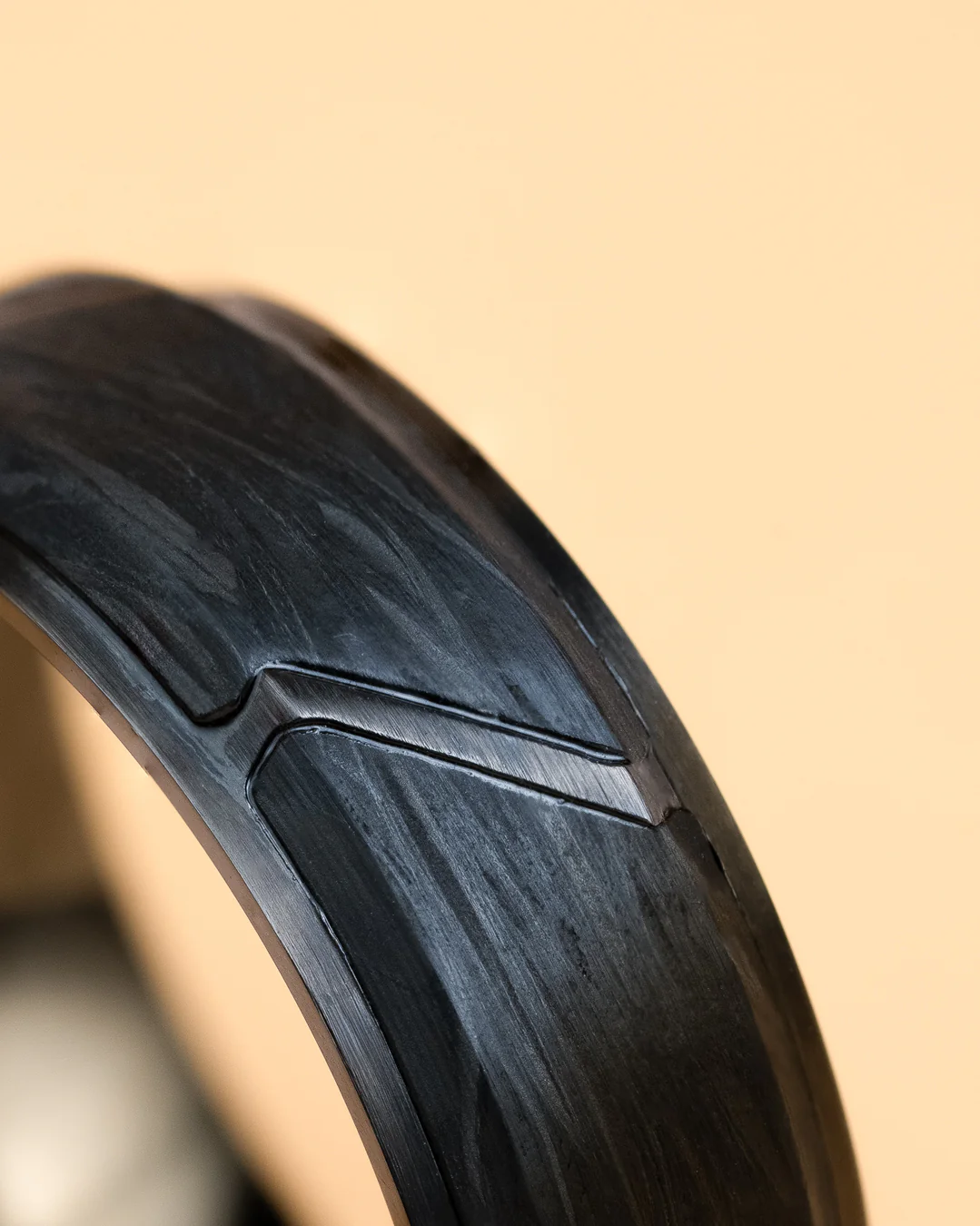 8mm Black titanium ring with Forged Carbon finish - Image 2