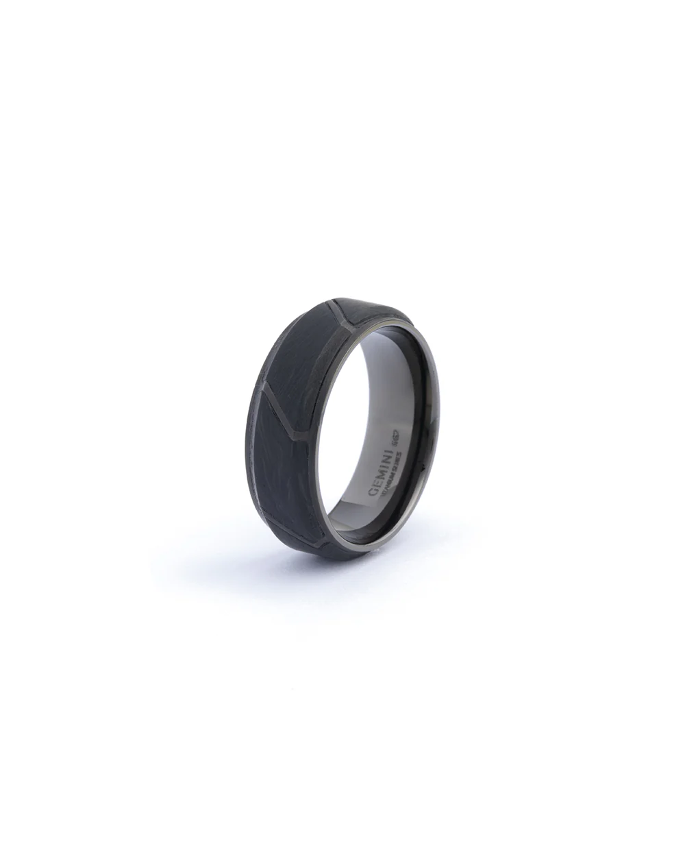 8mm Black titanium ring with Forged Carbon finish - Image 4