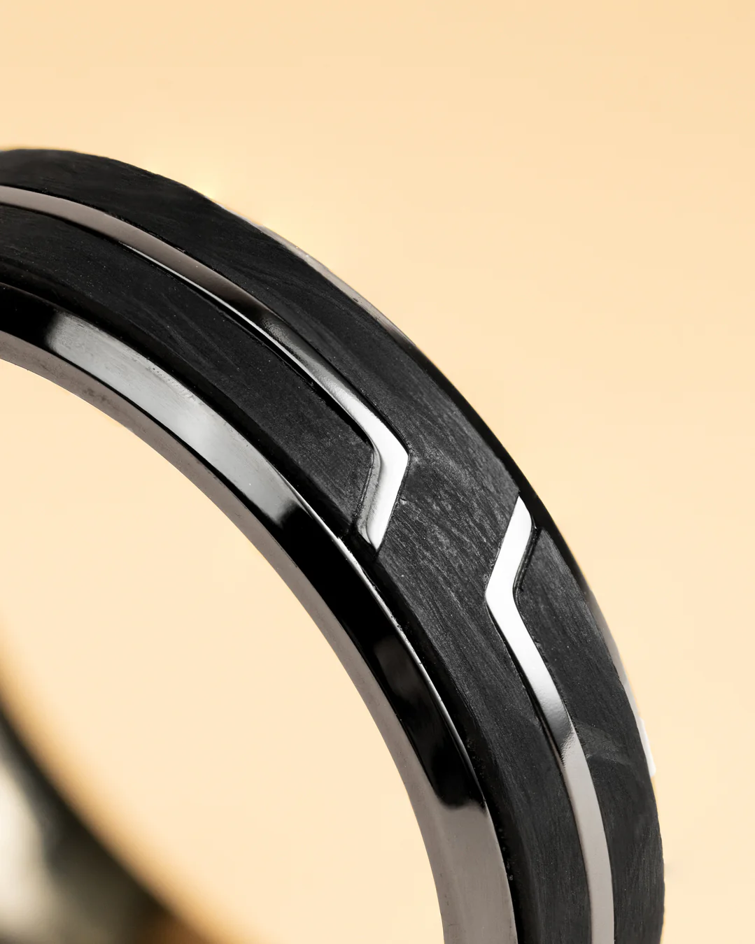 Black titanium ring with Forged Carbon finish - Image 2