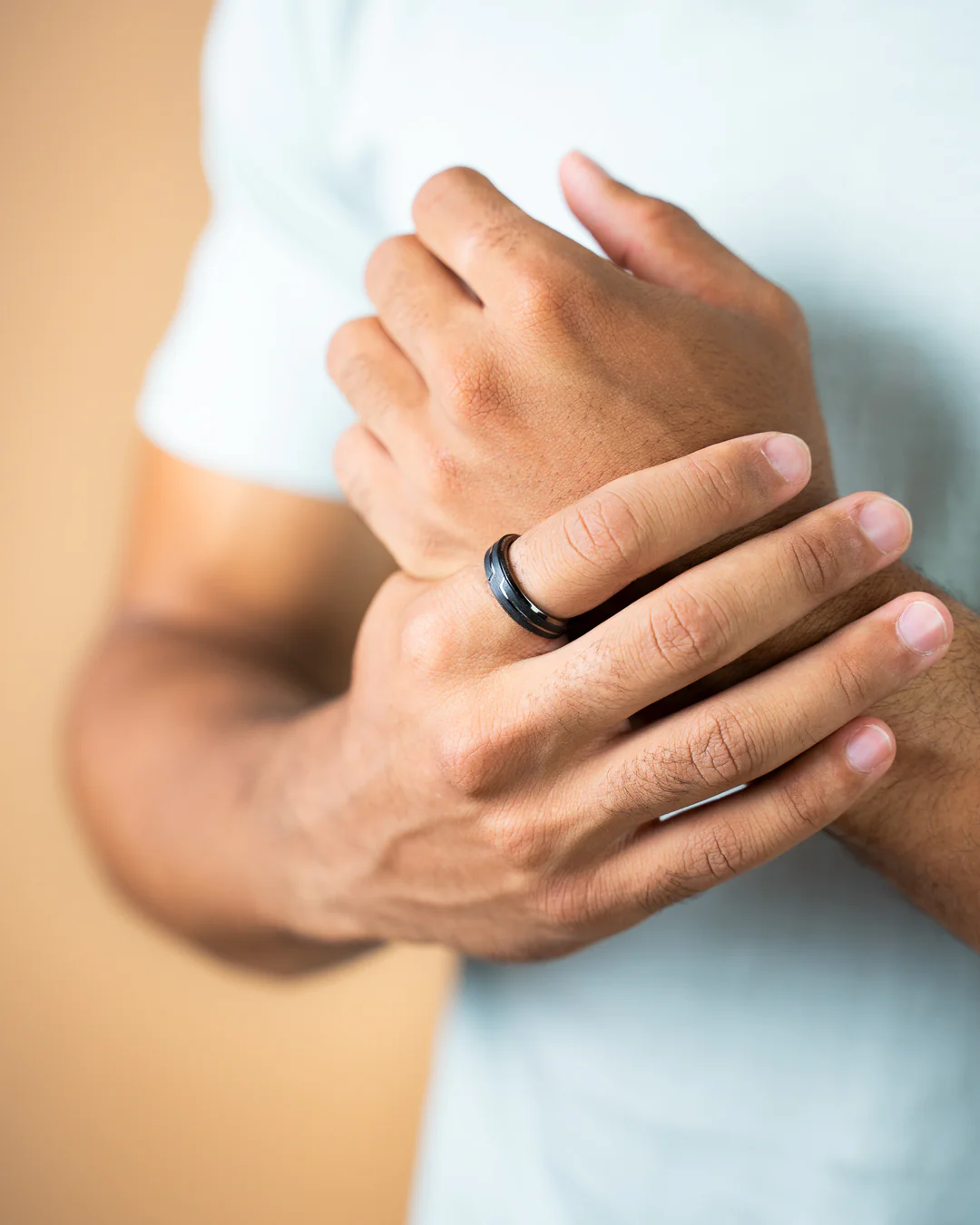Black titanium ring with Forged Carbon finish - Image 4