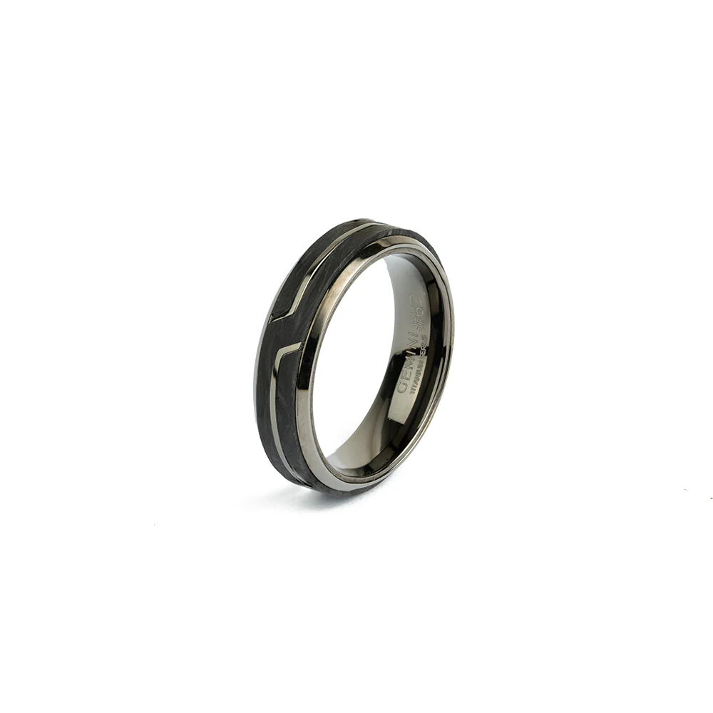 Black titanium ring with Forged Carbon finish - Image 7