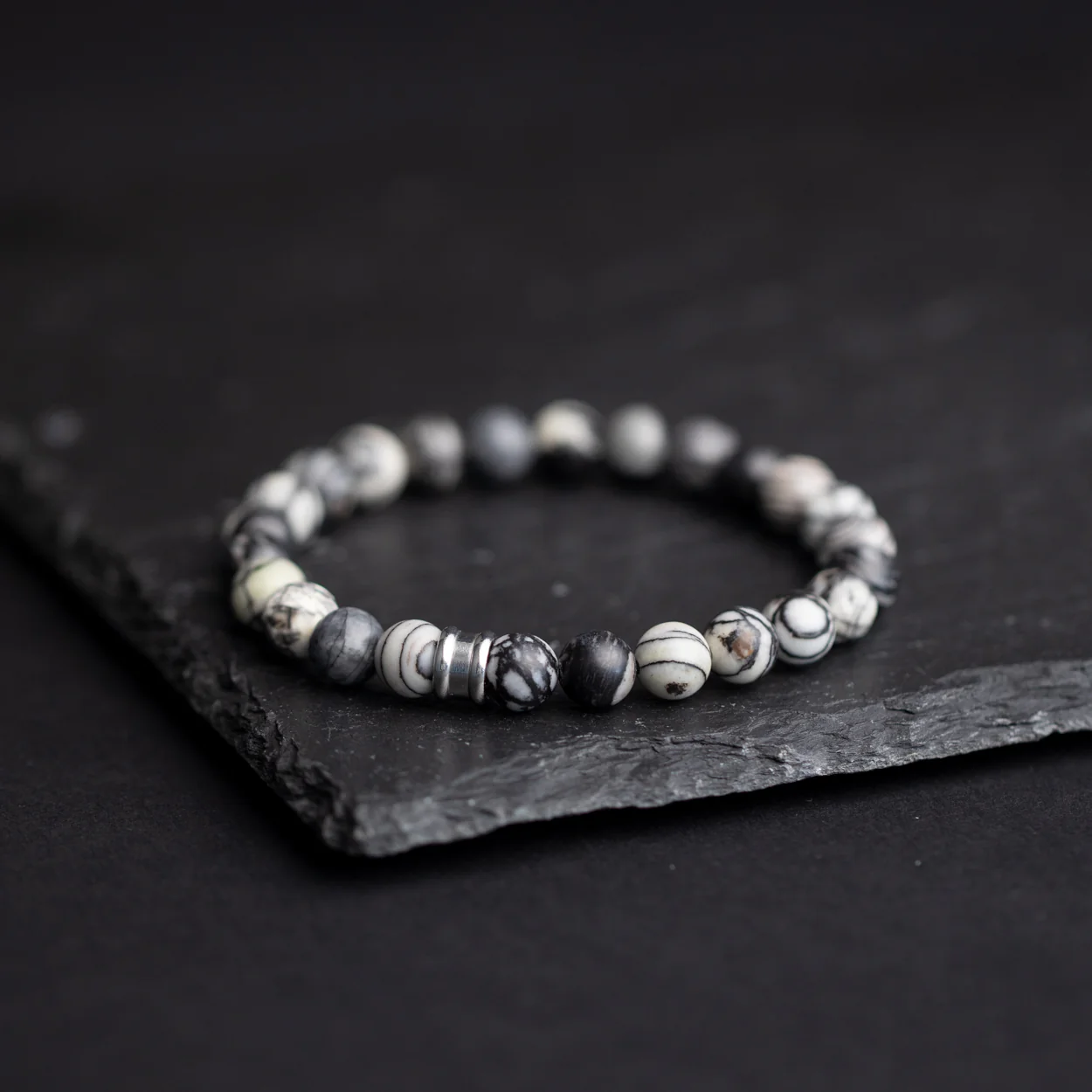 Bracelet with 8mm dark Jasper natural stone - Image 2