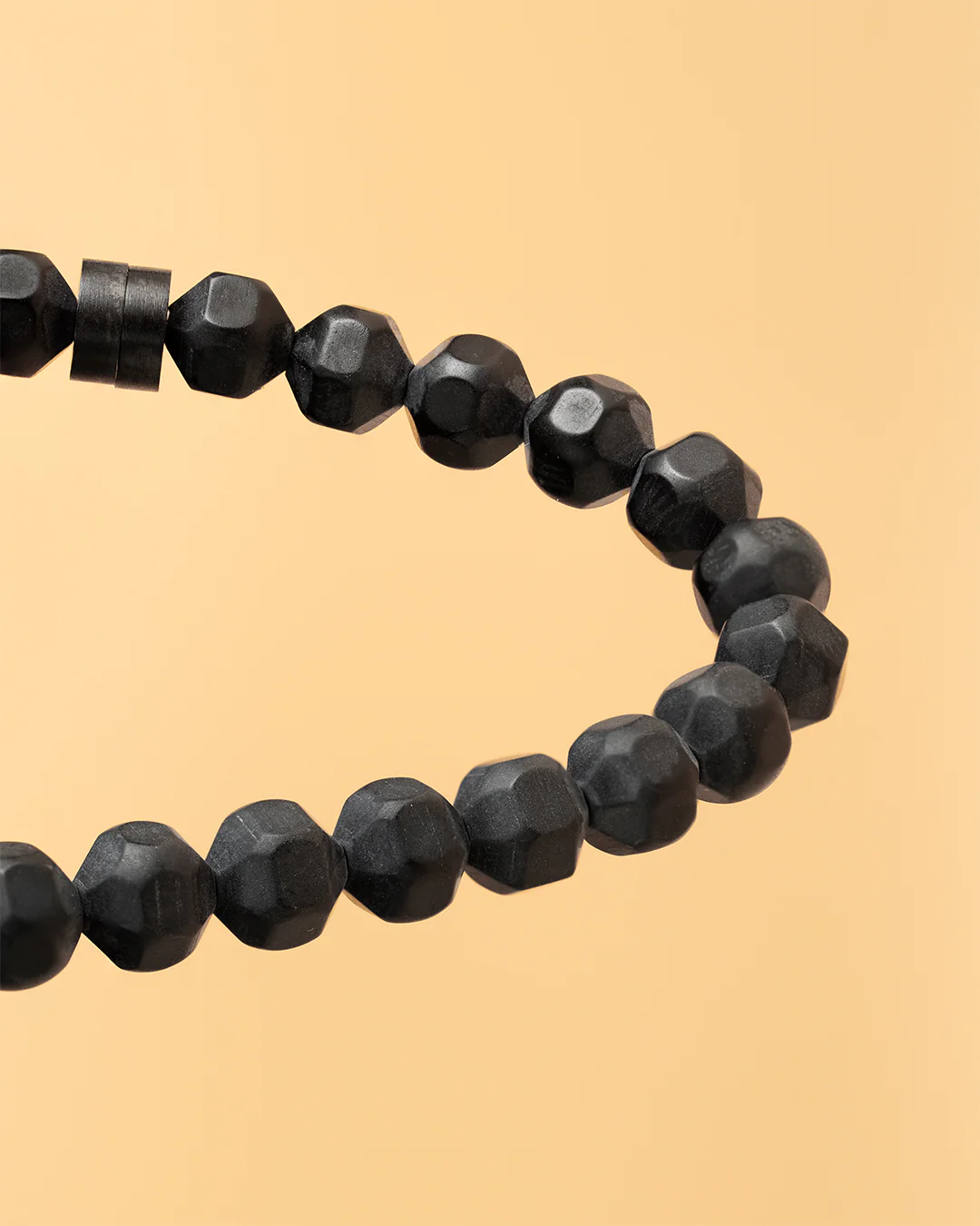 Bracelet with 6mm matte Black Agate stone and titanium element - Image 3