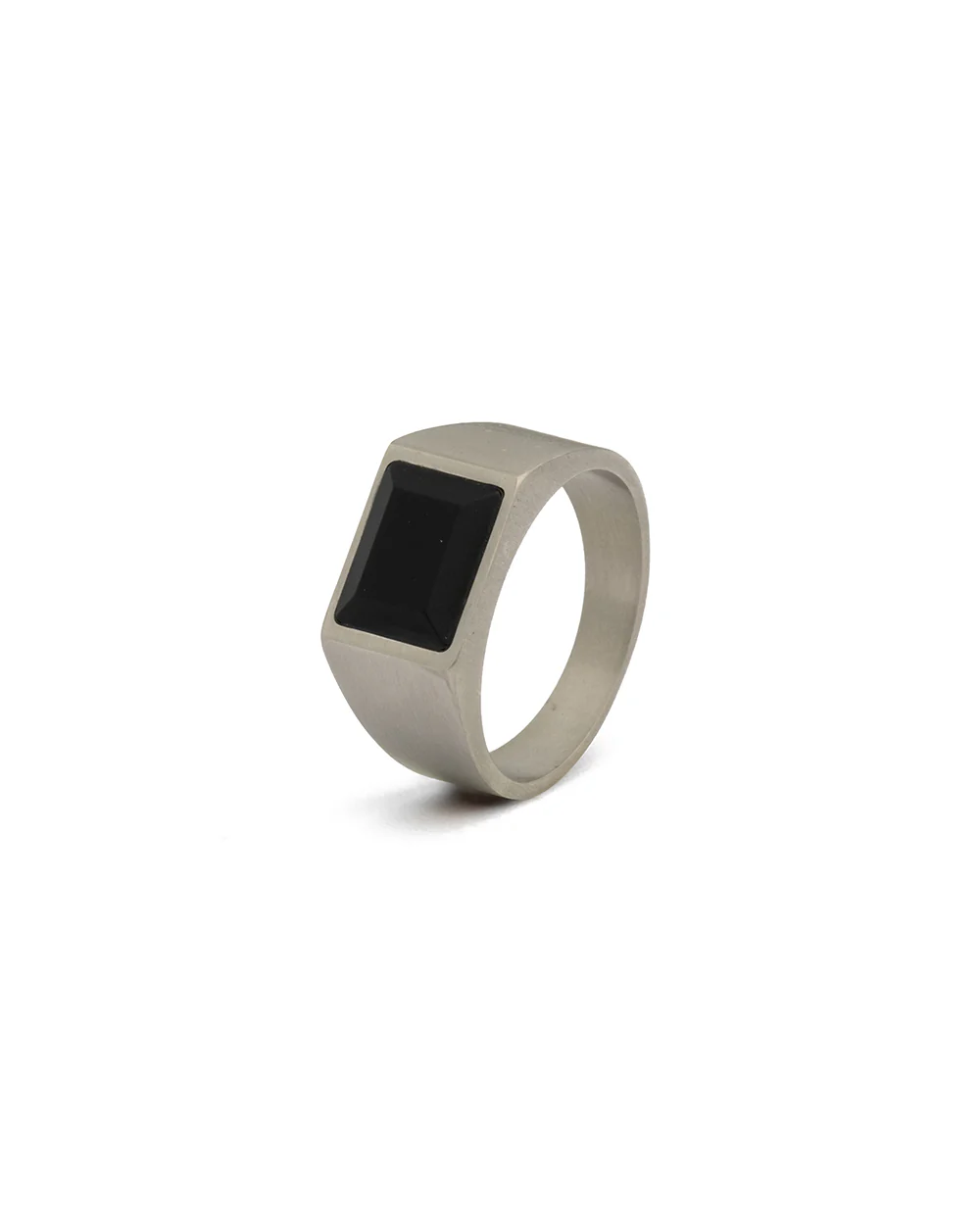 Titanium signet ring with black Agate stone - Image 5