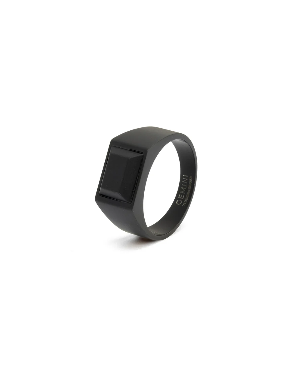 Black Titanium signet ring with black Agate stone - Image 5