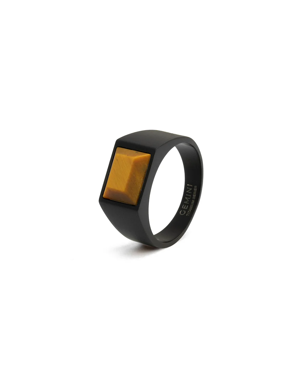 Black Titanium signet ring with Tiger Eye stone - Image 5