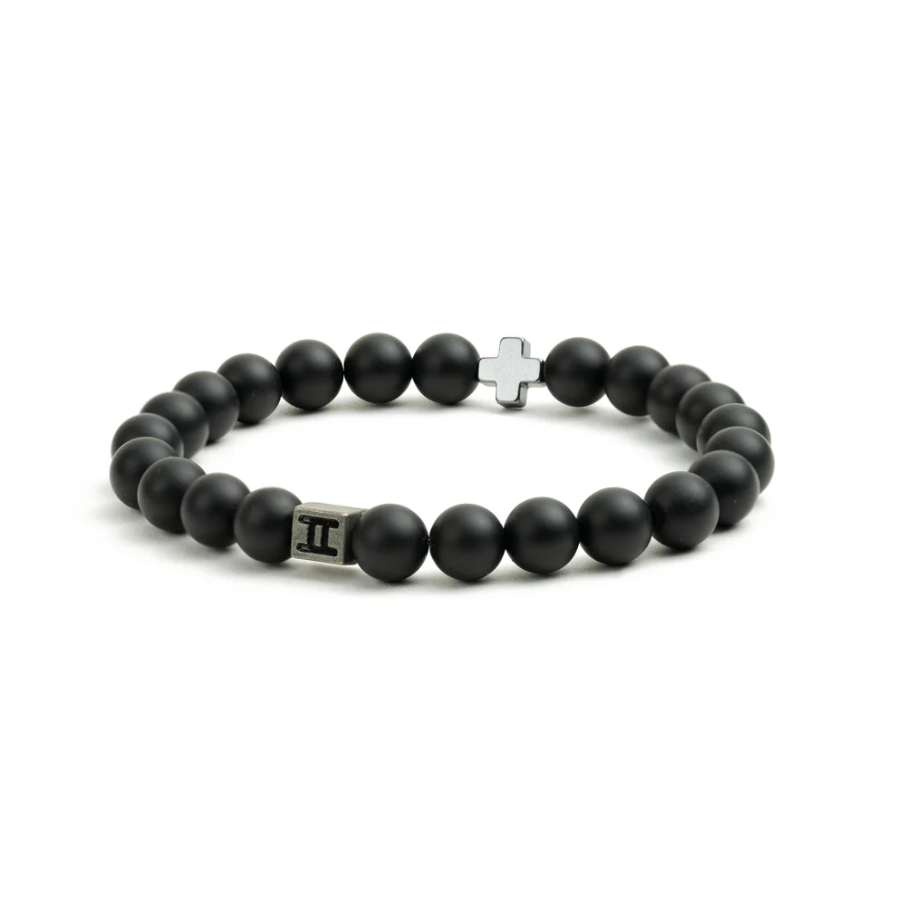 Cross bracelet with 8mm Agate stone - Image 2