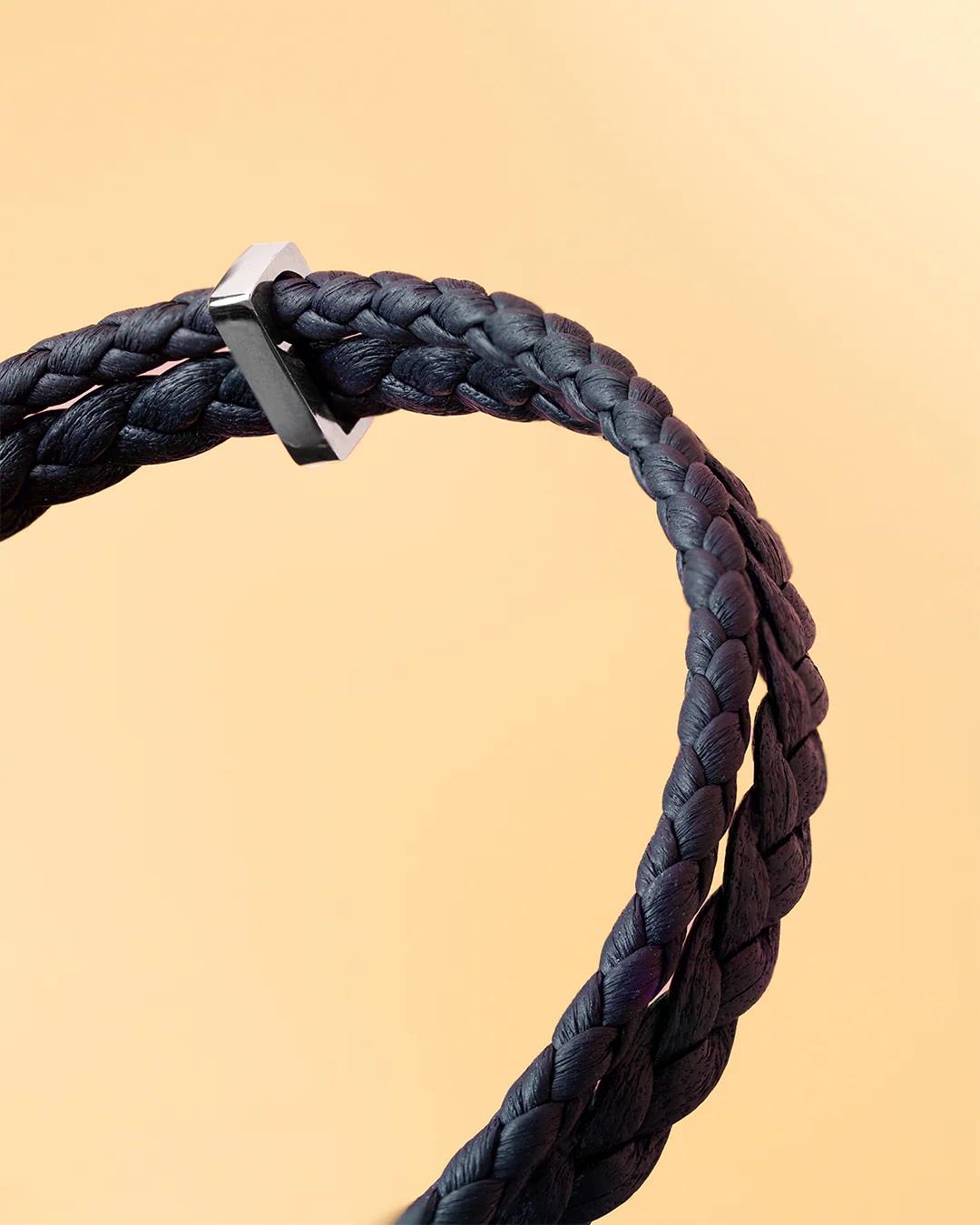 Double blue Italian nappa leather bracelet with silverplated finish - Image 3