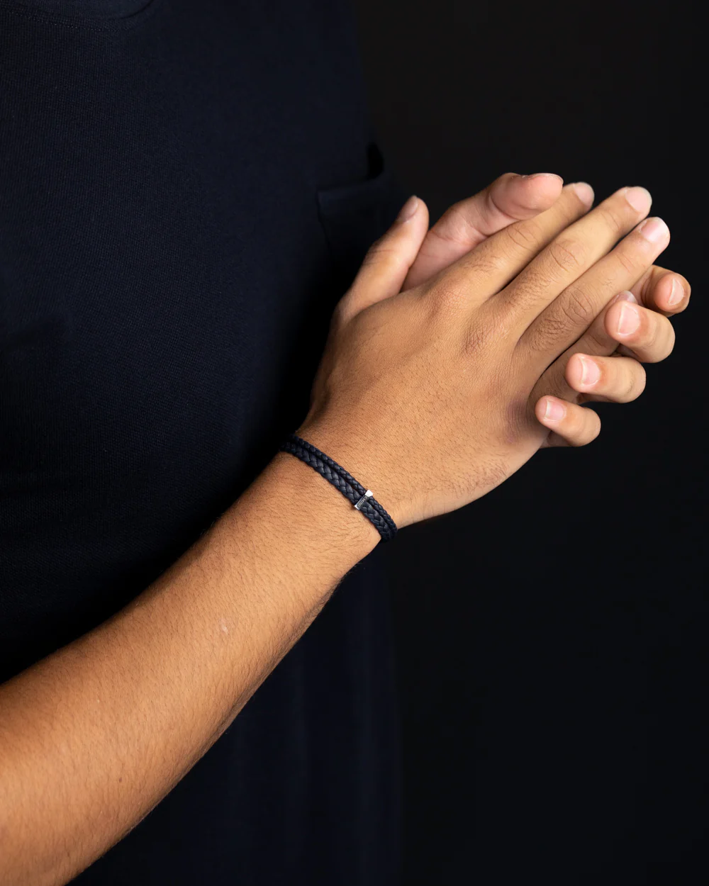 Double blue Italian nappa leather bracelet with silverplated finish - Image 4