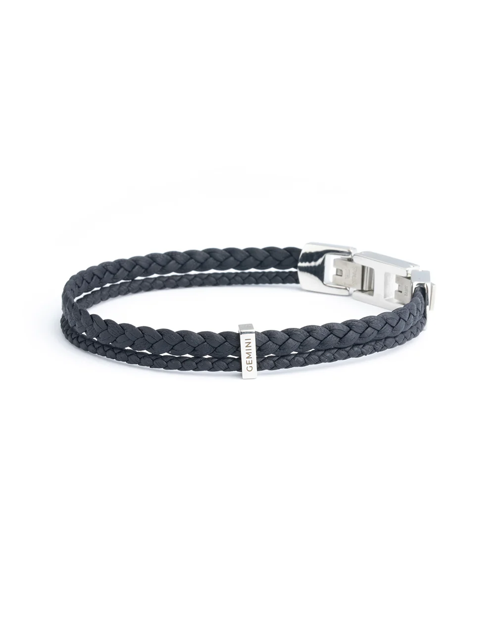 Double blue Italian nappa leather bracelet with silverplated finish - Image 5