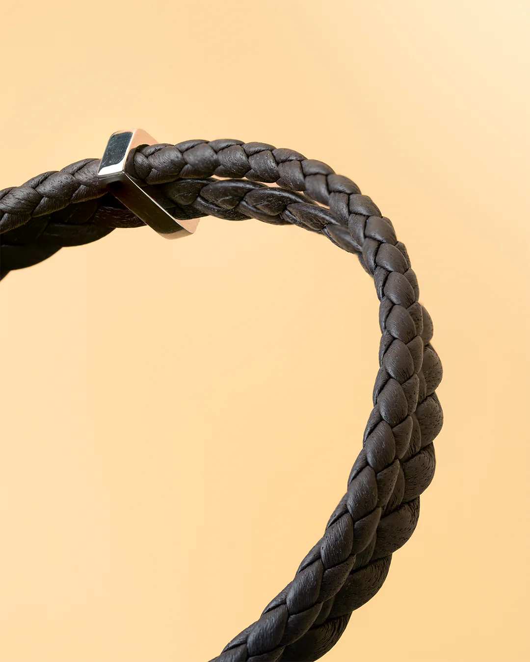 Double brown Italian nappa leather bracelet with silverplated finish - Image 3