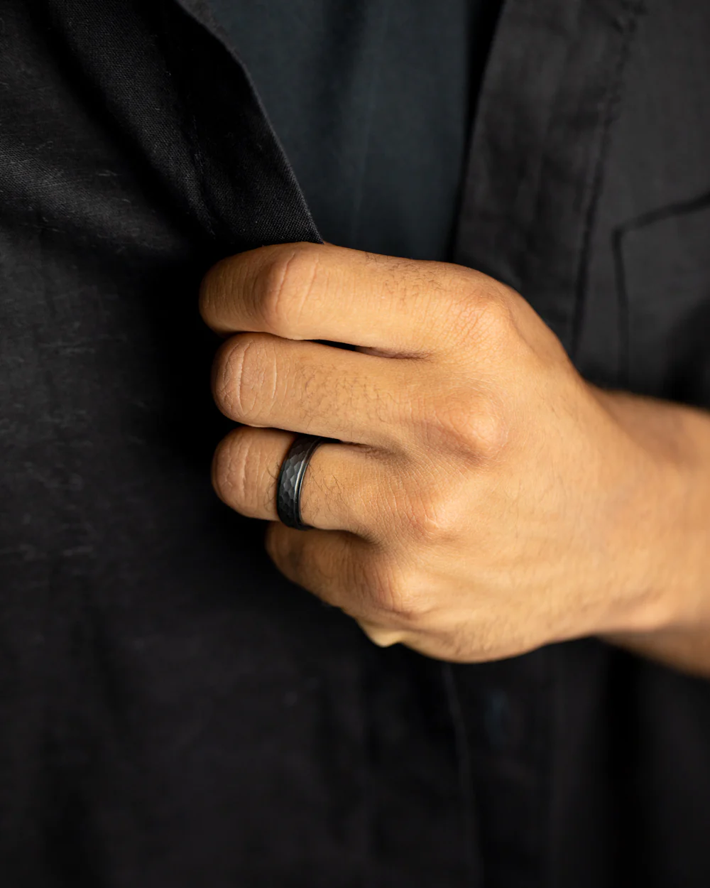 6mm Titanium ring with black on black finish - Image 3