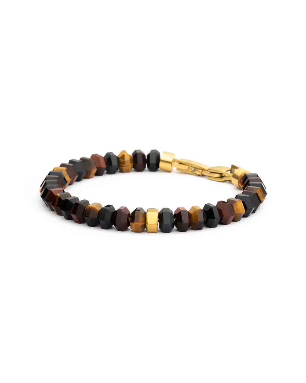 Exclusive bracelet with hand-cut Tiger Eye stone and 18k gold plating - Image 5