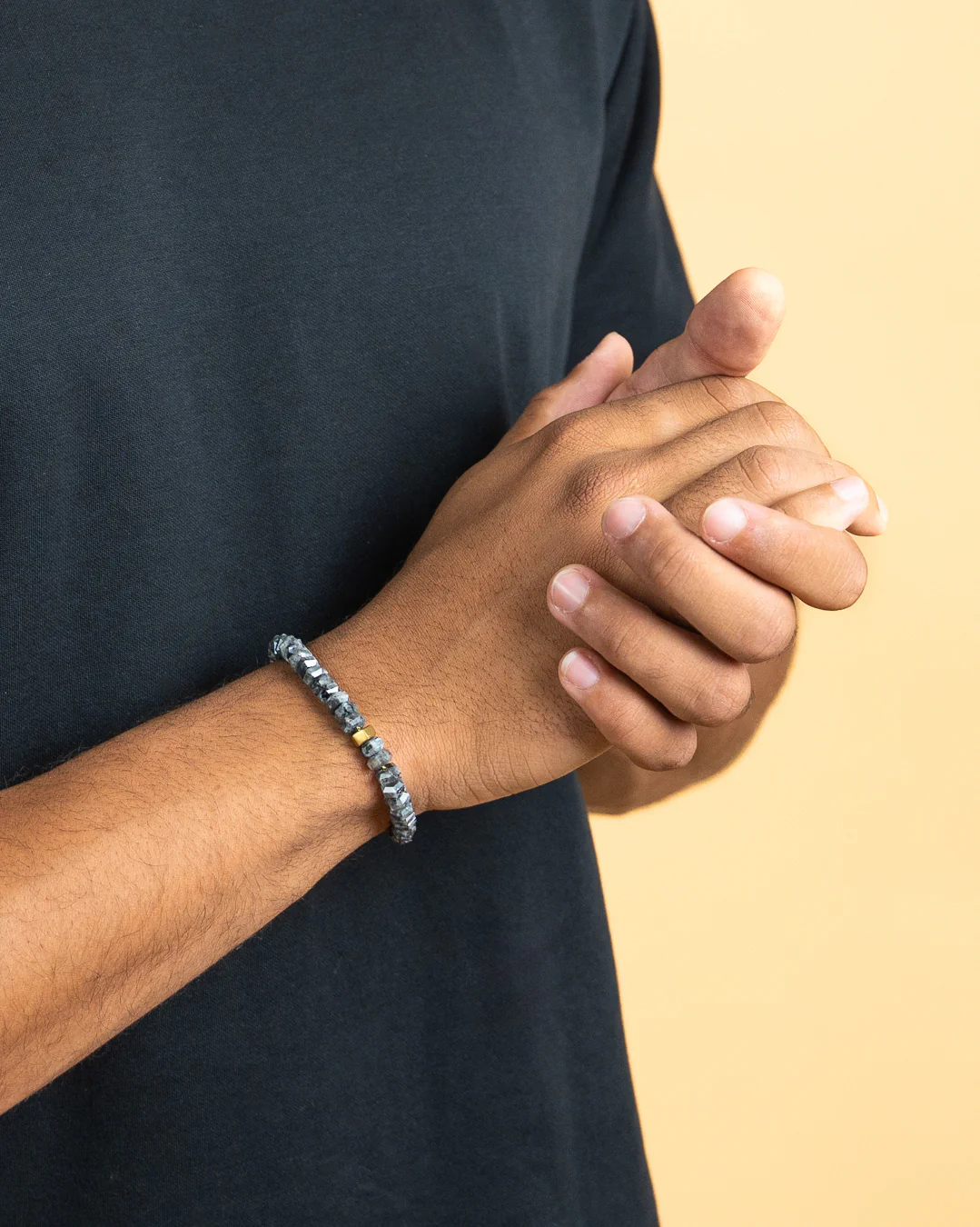 Exclusive bracelet with hand-cut Larvikite stone and 18k gold plating - Image 2